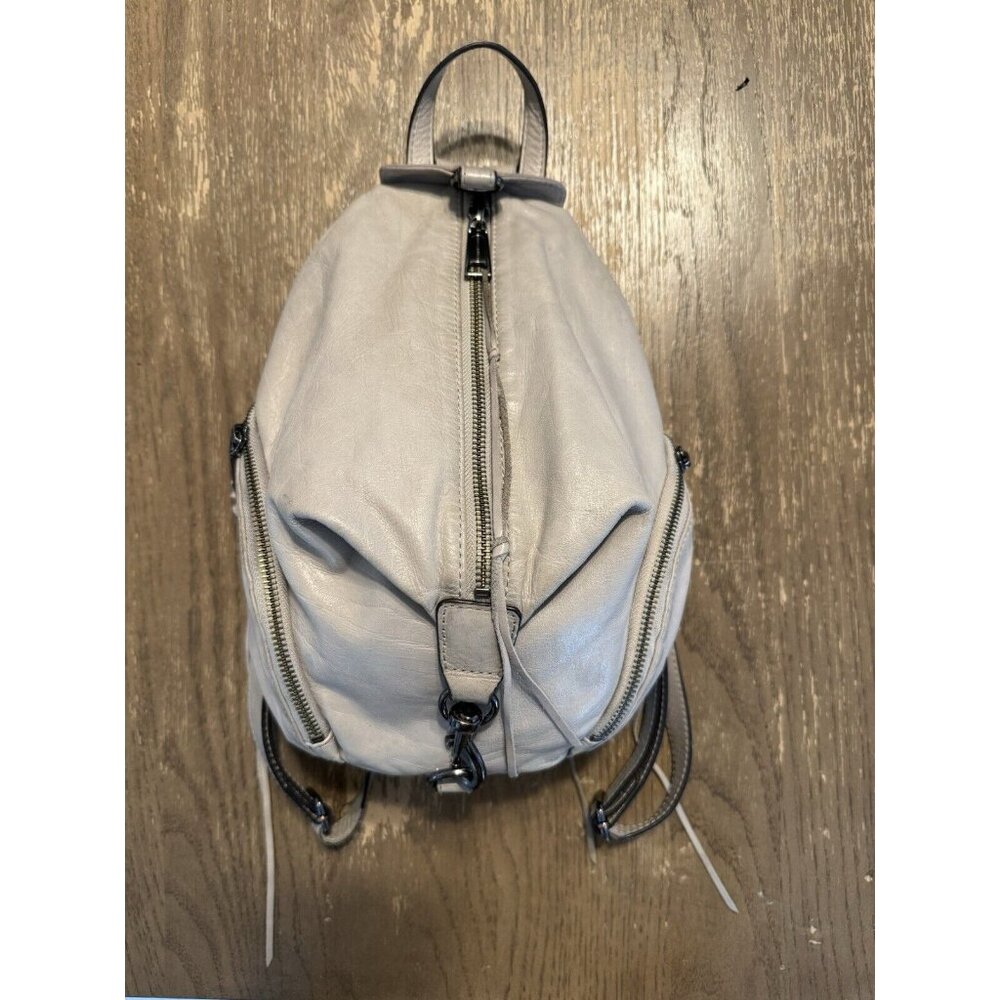 Rebecca Minkoff Julian Backpack Light Gray leather Gun Metal Hardware Medium